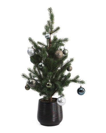 32in Pine Tree With Christmas Ornaments | TJ Maxx