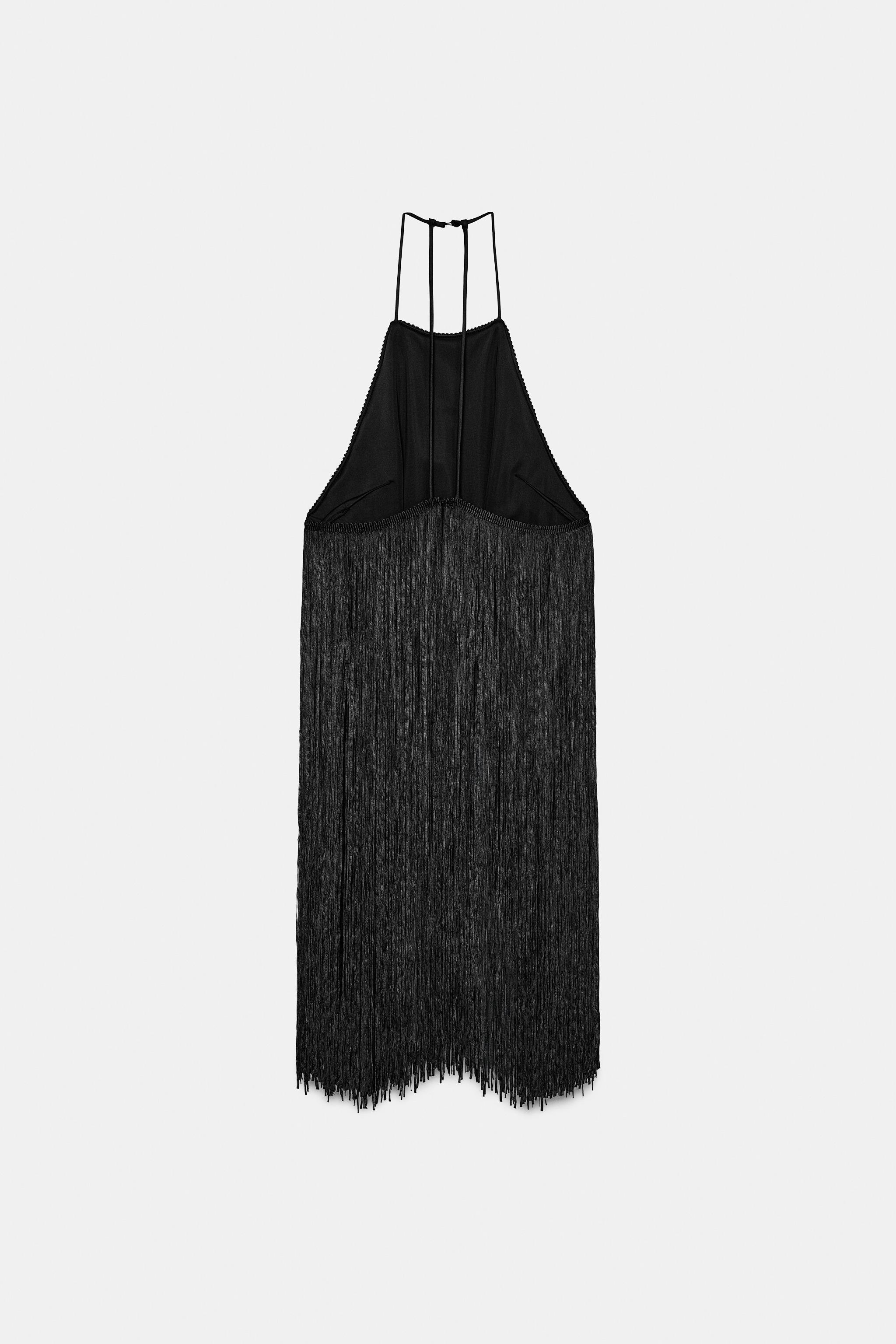 VELVET HALTER NECK TOP WITH FRINGING | Zara UK
