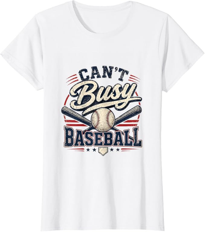 Can't Busy Baseball Vintage Retro Graphic T-Shirt | Amazon (US)