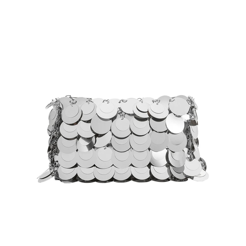 Silver Gillie Sequins Vegan Leather Crossbody Bag | Melie Bianco | Melie Bianco