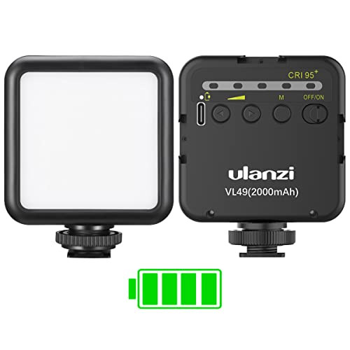 ULANZI VL49 2000mAh LED Video Light w 3 Cold Shoe, Rechargeable Soft Light Panel, Portable Photography Lighting for DJI OSMO Sony DSLR Canon Camera GoPro Vlogging | Amazon (US)