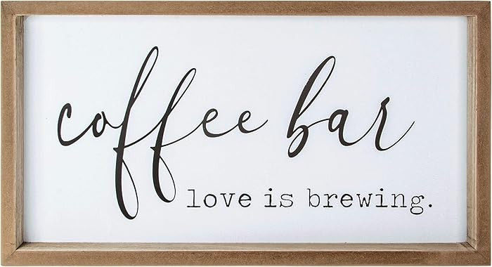 VILIGHT Farmhouse Coffee Bar Sign - Love Is Brewing - 16" x 9" MDF Wood - Wall Mount or Freestand... | Amazon (US)