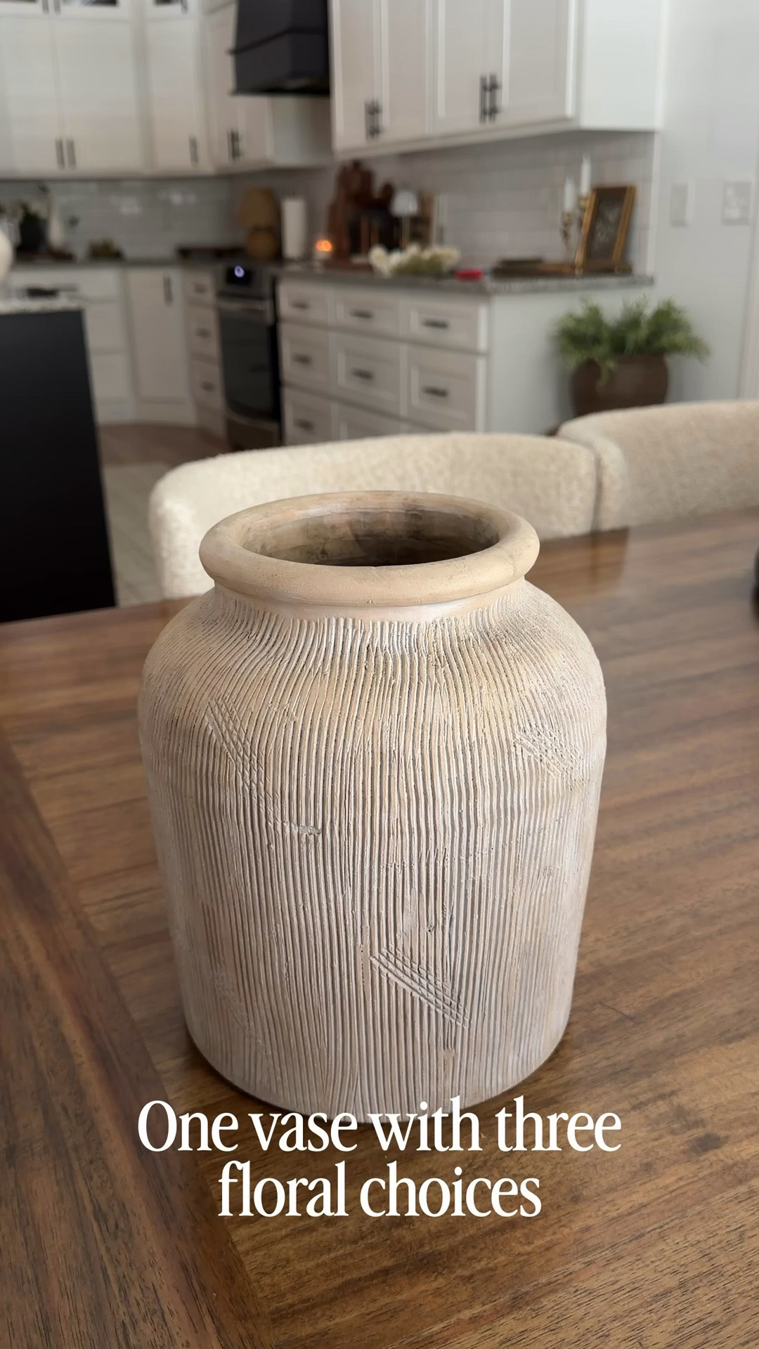 Let’s style one vase with three beautiful floral choices. Personally I love all 3!