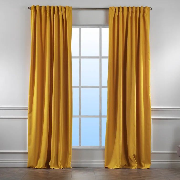 Extra Long and Extra Wide Faux Velvet Decorative Single Curtain Panel | Wayfair Professional