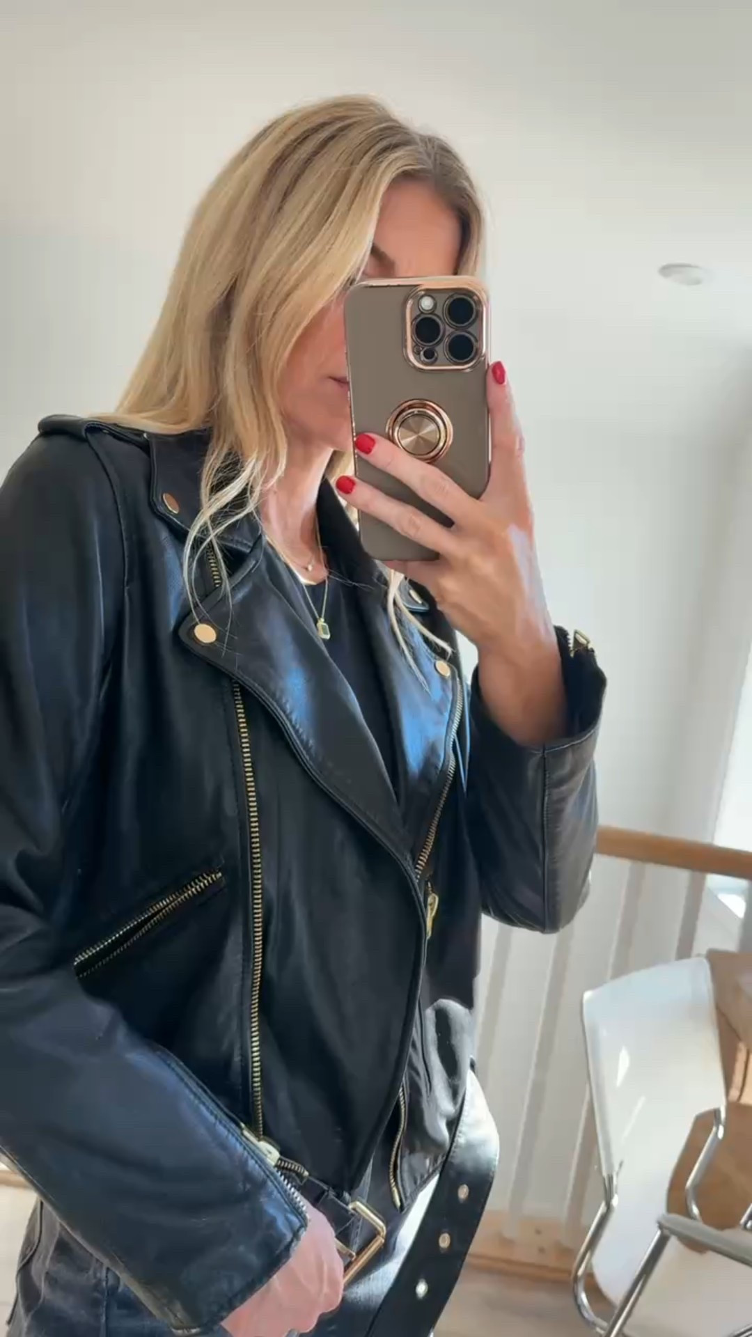 Leather bomber with gold hardware! 
Runs very small. I recommend sizing up 2 sizes. Wearing size 8. 

#LTKStyleTip #LTKSeasonal #LTKBeauty