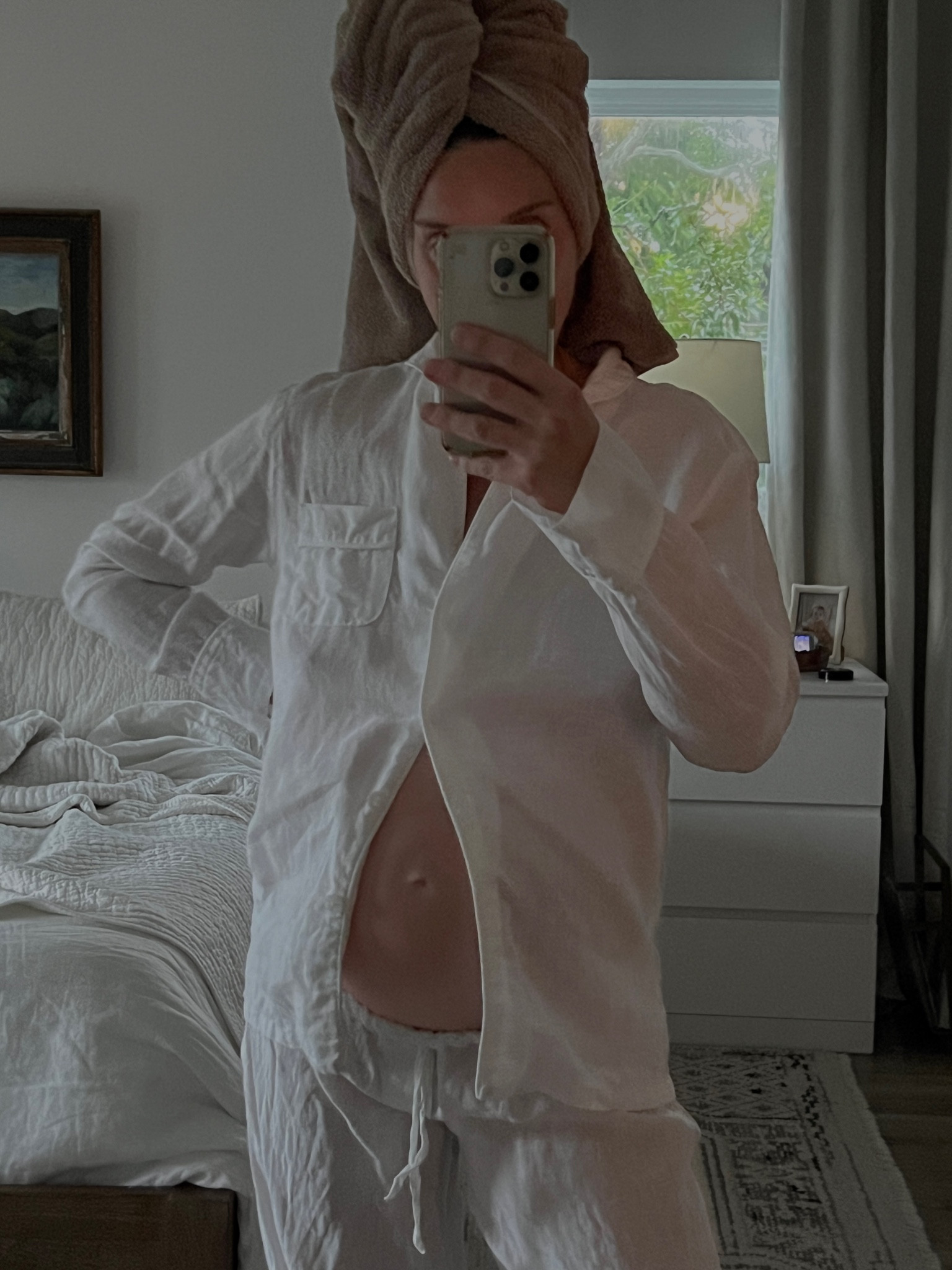 White linen pajamas 

#LTKWedding