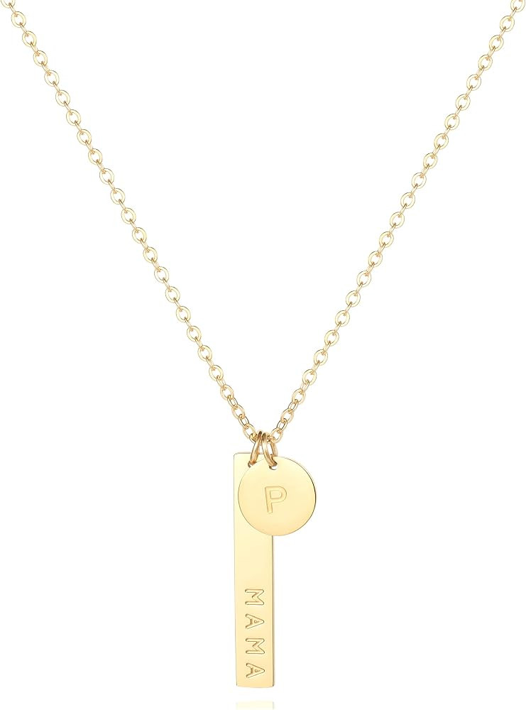 MAMA Necklace,Initial Necklace,18K Gold Plated mama necklaces for women | Amazon (US)