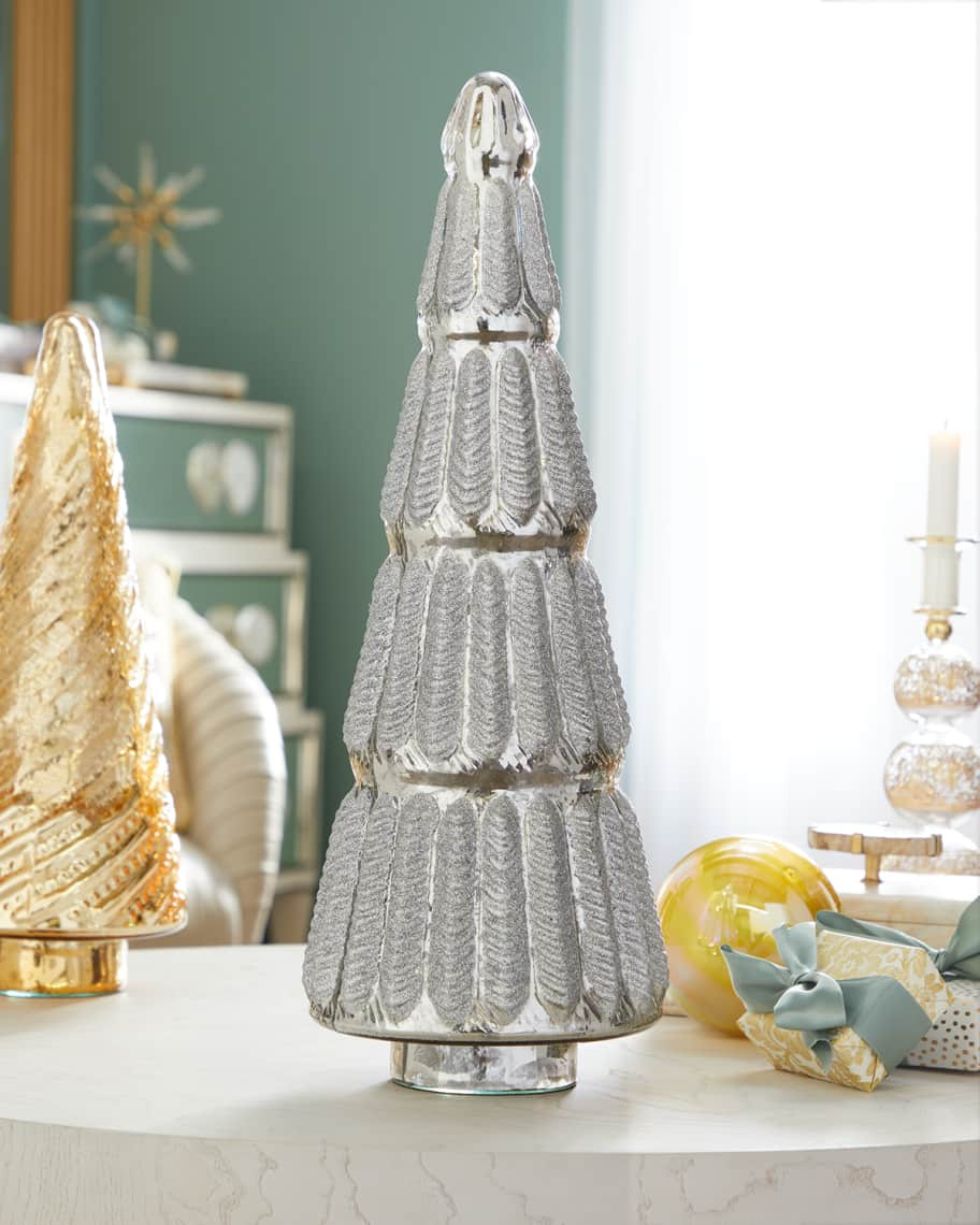 Neiman Marcus Mercury Glass Tree in Silver w/ Glitter | Neiman Marcus