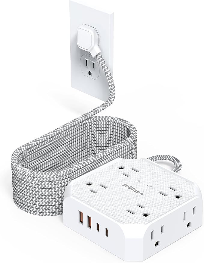 Surge Protector Flat Plug Power Strip, 10Ft Extension Cord with Multiple Outlets, 8 Outlet Splitt... | Amazon (US)
