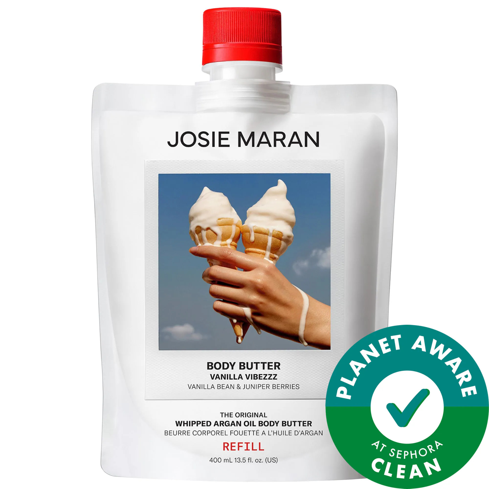 Josie Maran Vanilla Vibezzz - Whipped Argan Oil Refillable Firming Body Butter Jar 13.5 oz | Sephora (US)