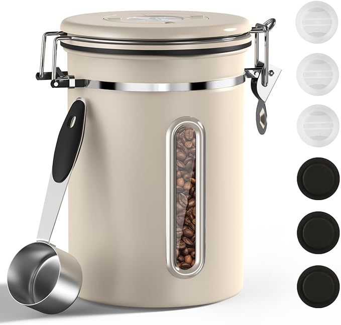 Coffee Canister Airtight Coffee Container Stainless Steel Coffee Bean Storage Container with Scoo... | Amazon (US)