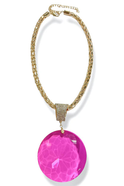 Next Test Fuchsia Oversized Stone Necklace | The Willow Tree