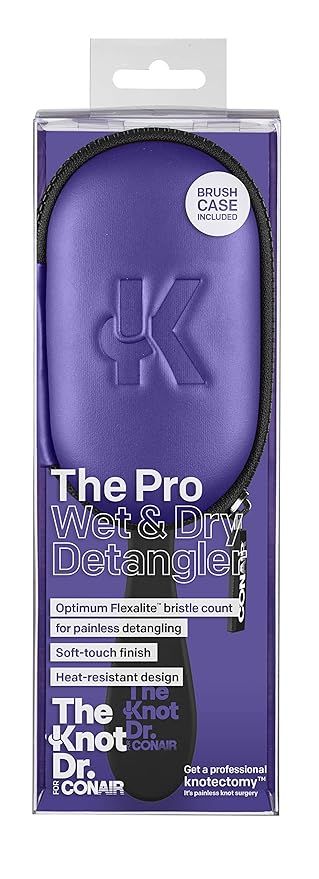 The Knot Doctor for Conair Premium Pro Detangling Hair Brush for Wet or Dry Hair with Purple Stor... | Amazon (US)