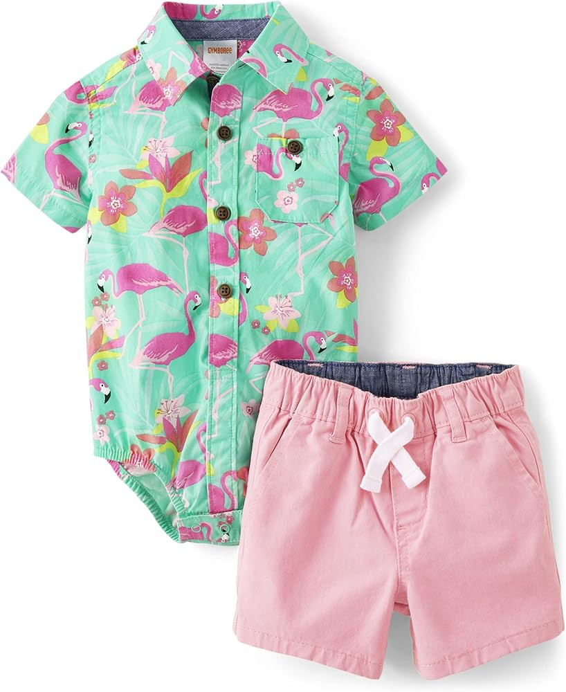 Gymboree baby-boys Short Sleeve Button Up and Shorts SetShorts | Amazon (US)