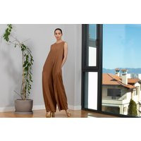 Brown Linen Jumpsuit, Loose Linen Jumpsuit, Overall, Women Romper, Clothes, Yoga Jumpsuit Linen, Boho | Etsy (US)