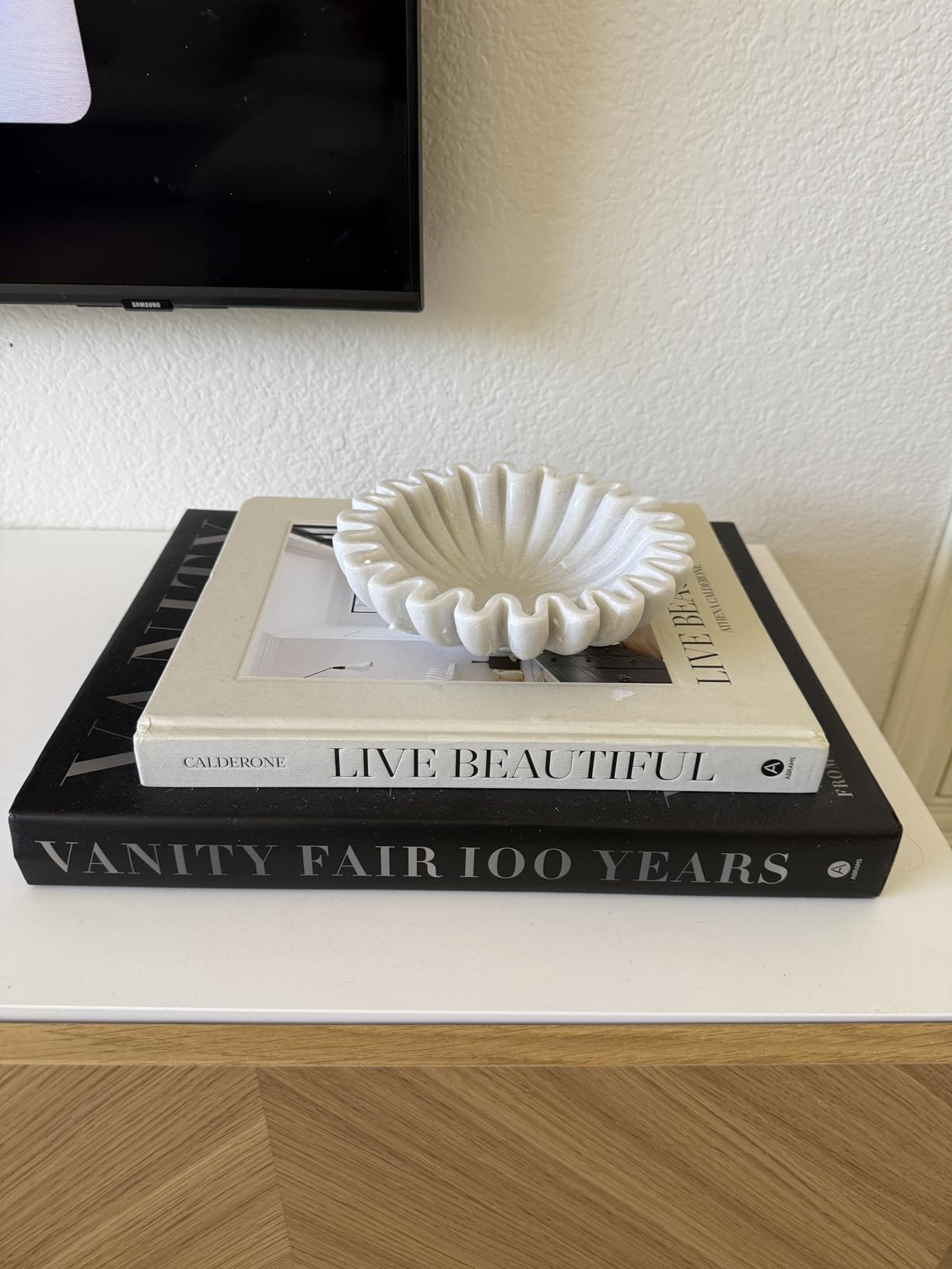 SWADESHI BLESSINGS HandCrafted Marble Ruffle Bowl/Antique Scallop Bowl/Fruit Bowl/Vintage Ring Di... | Amazon (US)
