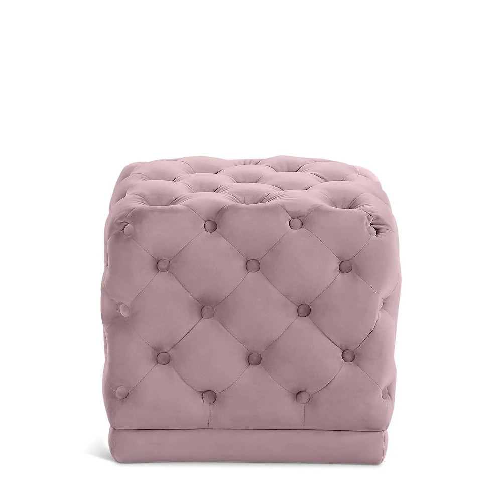 Meridian Stella Pink Velvet Ottoman Stool one_size | 137PINK | Lowe's