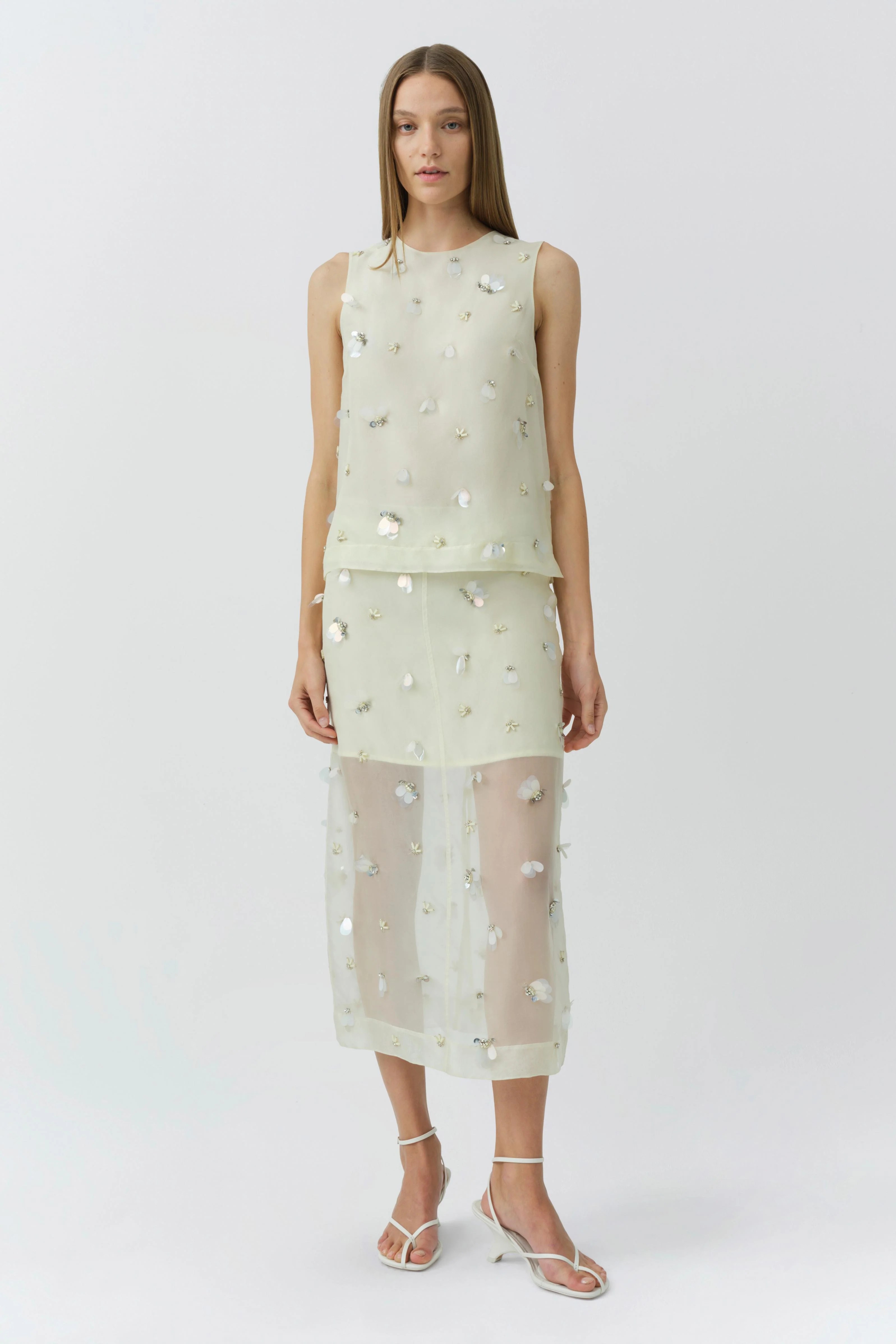 Delilah Embellished Organza Midi Skirt | Simkhai