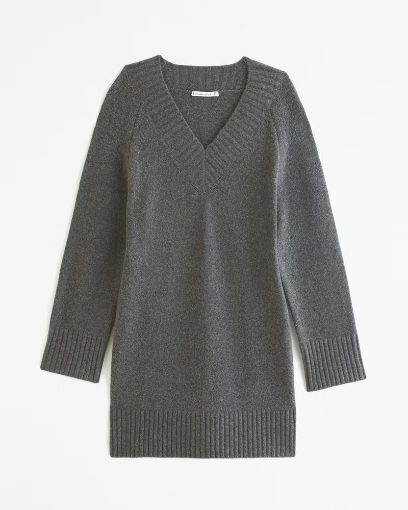 Long-Sleeve Easy Mini Sweater Dress | Abercrombie & Fitch (UK)