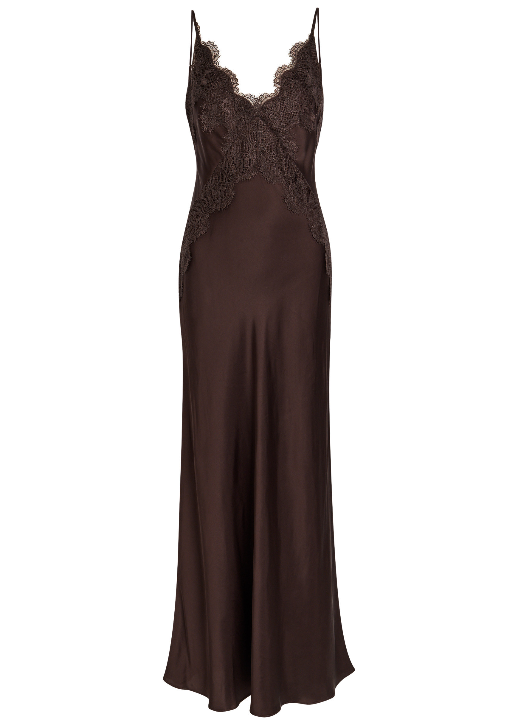 Simona lace-trim satin maxi dress | Harvey Nichols