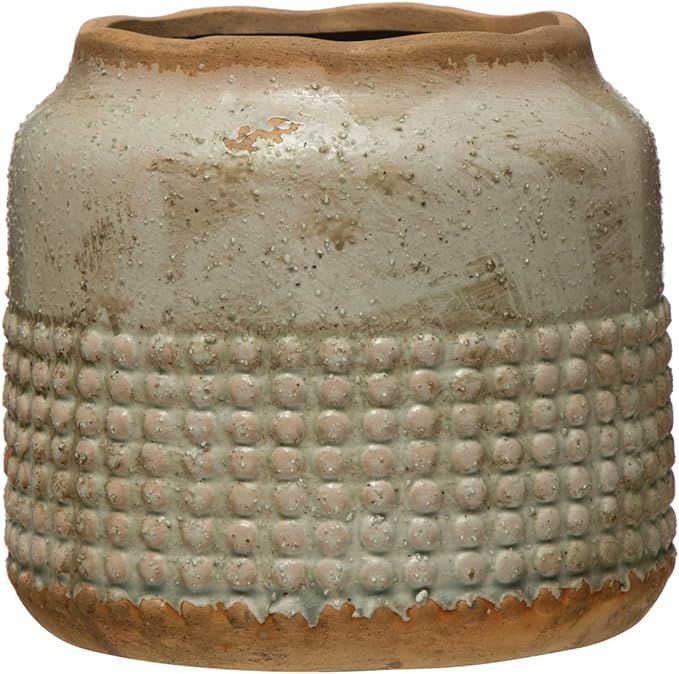 Creative Co-Op Terracotta Hobnail Organically Shaped Edge, Distressed Gray Planter | Amazon (US)