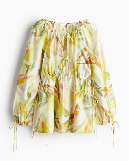 Yellow patterned tie detail blouse 

#LTKSeasonal #LTKfindsunder50 #LTKstyletip