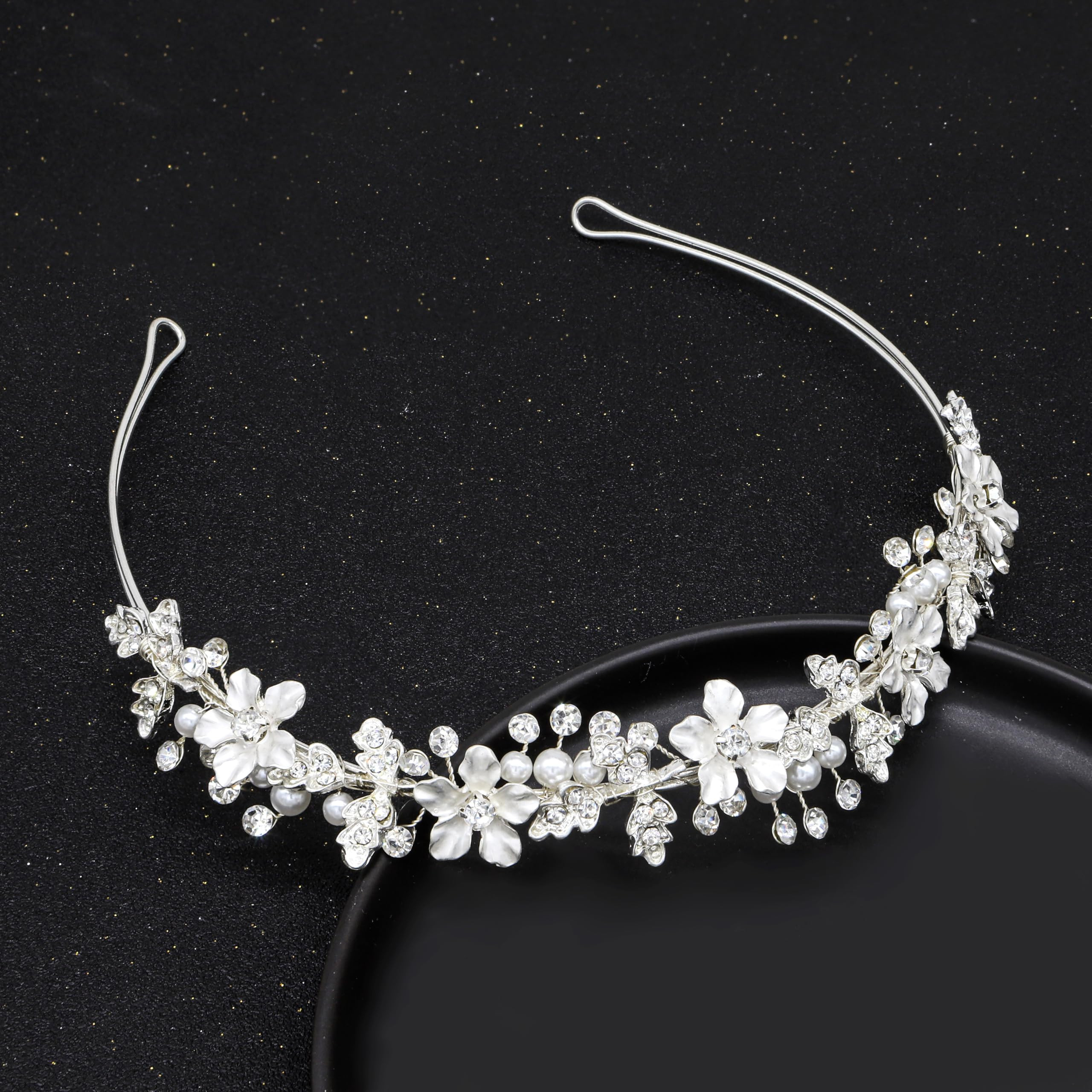 Oriamour Silver Flower Girl Headband With Crystal Rhinestone Princess Teen Girls Headpiece For Bi... | Amazon (US)
