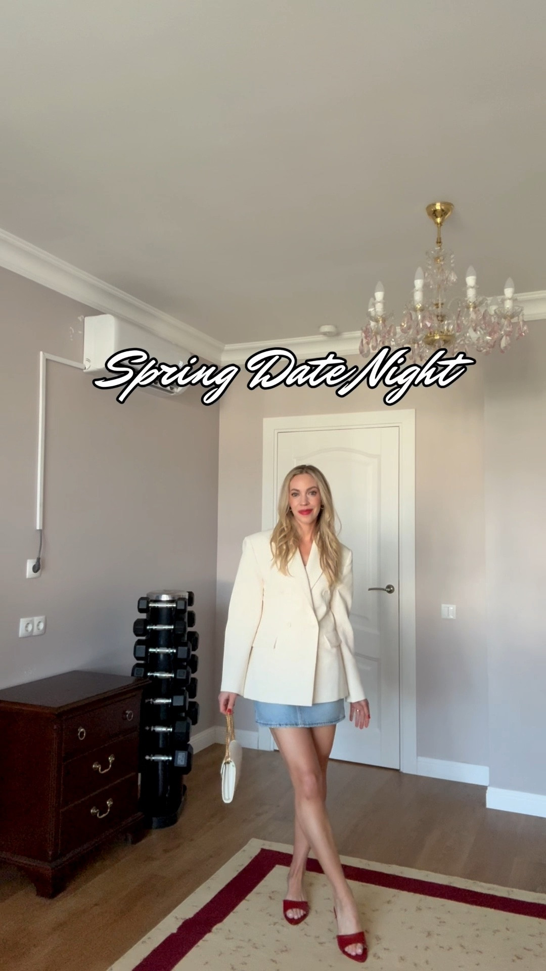 Date night outfit, GRWM, cream blazer, @levi denim mini skirt, red mule sandals, style over 40

#LTKgrwm #LTKOver40 #LTKSaleAlert