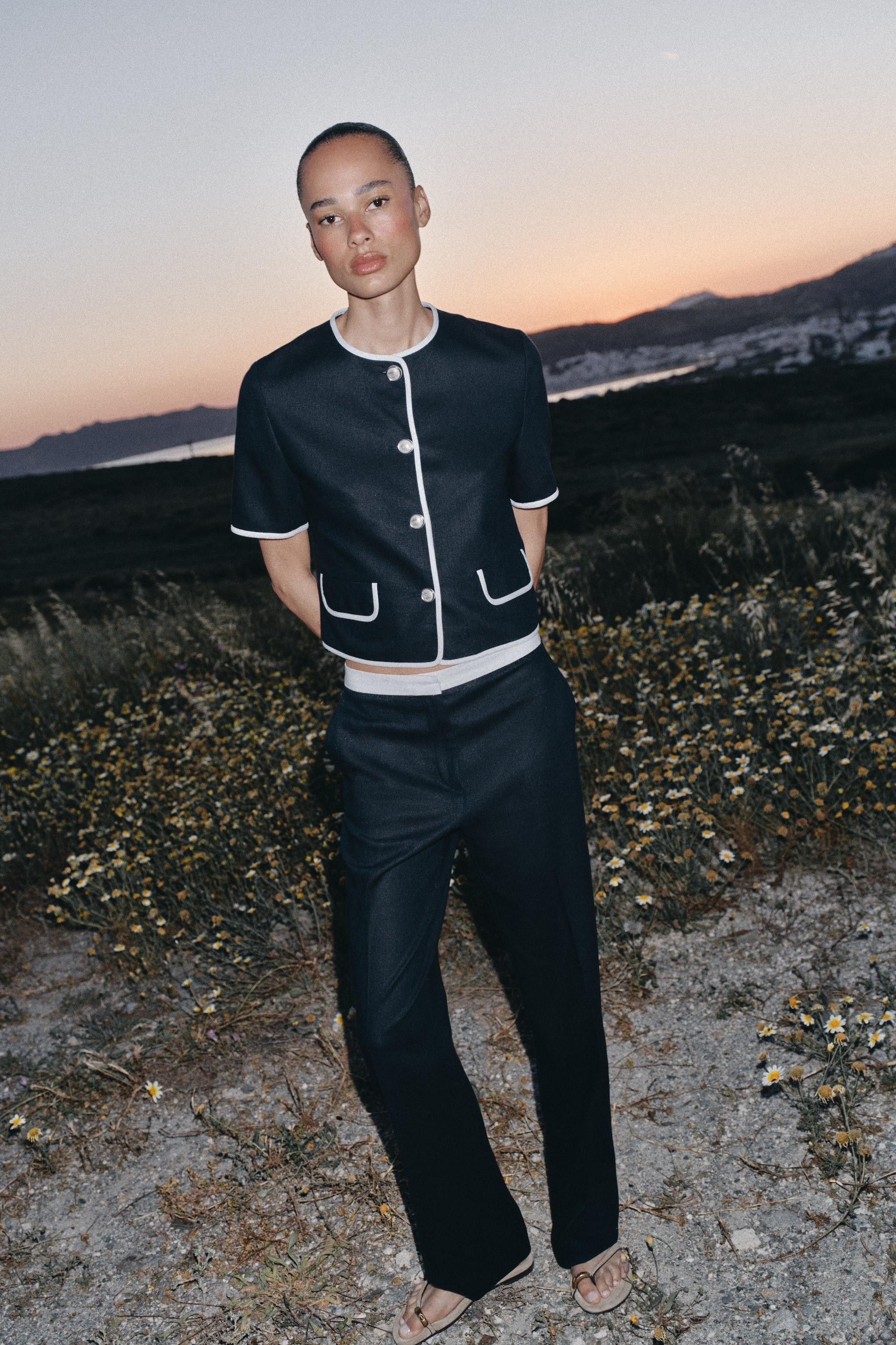 STRAIGHT LEG LINEN PANTS WITH CONTRAST WAIST | Zara US