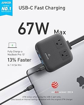 Anker Travel Power Strip, Anker Nano 67W Max 6-in-1 USB C Charger, 2 USB C | Amazon (US)