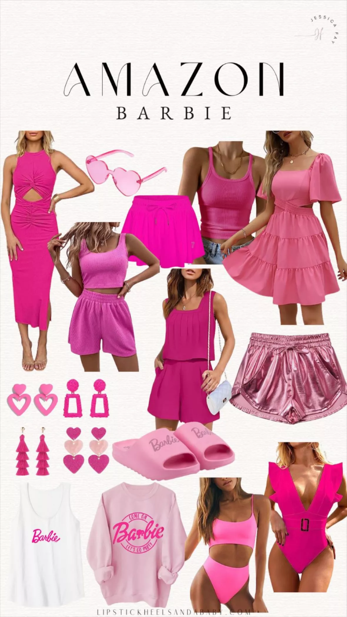 Barbie Slider Damen  Frauen Pink Iconic Doll Logo Sandalen