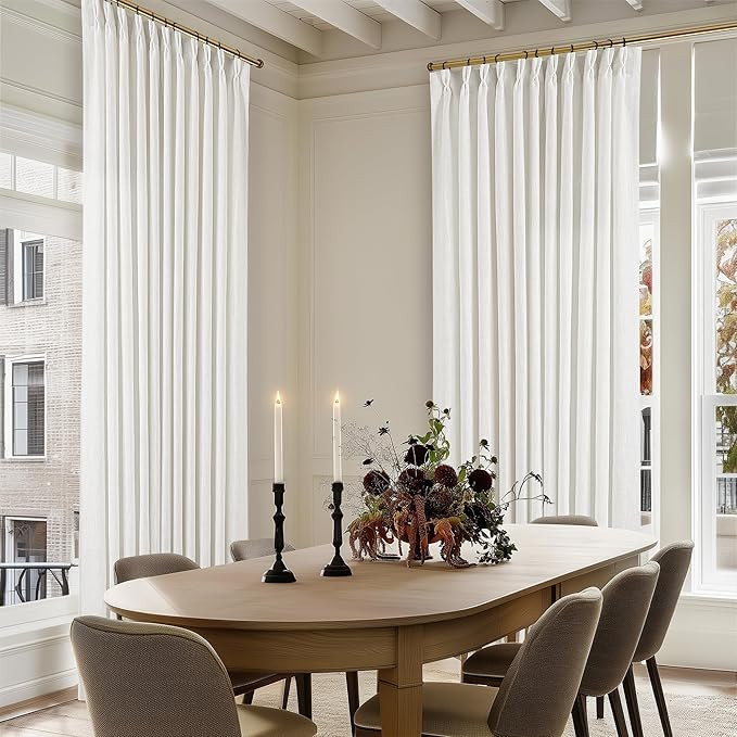 Beige White 70 Inch Wide Curtains 90 Inches Long for Living Room Light Filtering Semi Sheer Moder... | Amazon (US)