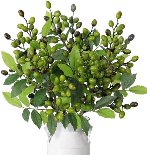 Dremisland 5 Pack Artificial Olive Branches Artificial Greenery Stems Faux Olive Branches with Fr... | Amazon (US)