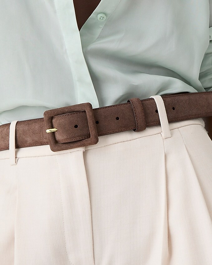 Square buckle belt in suede | J. Crew US