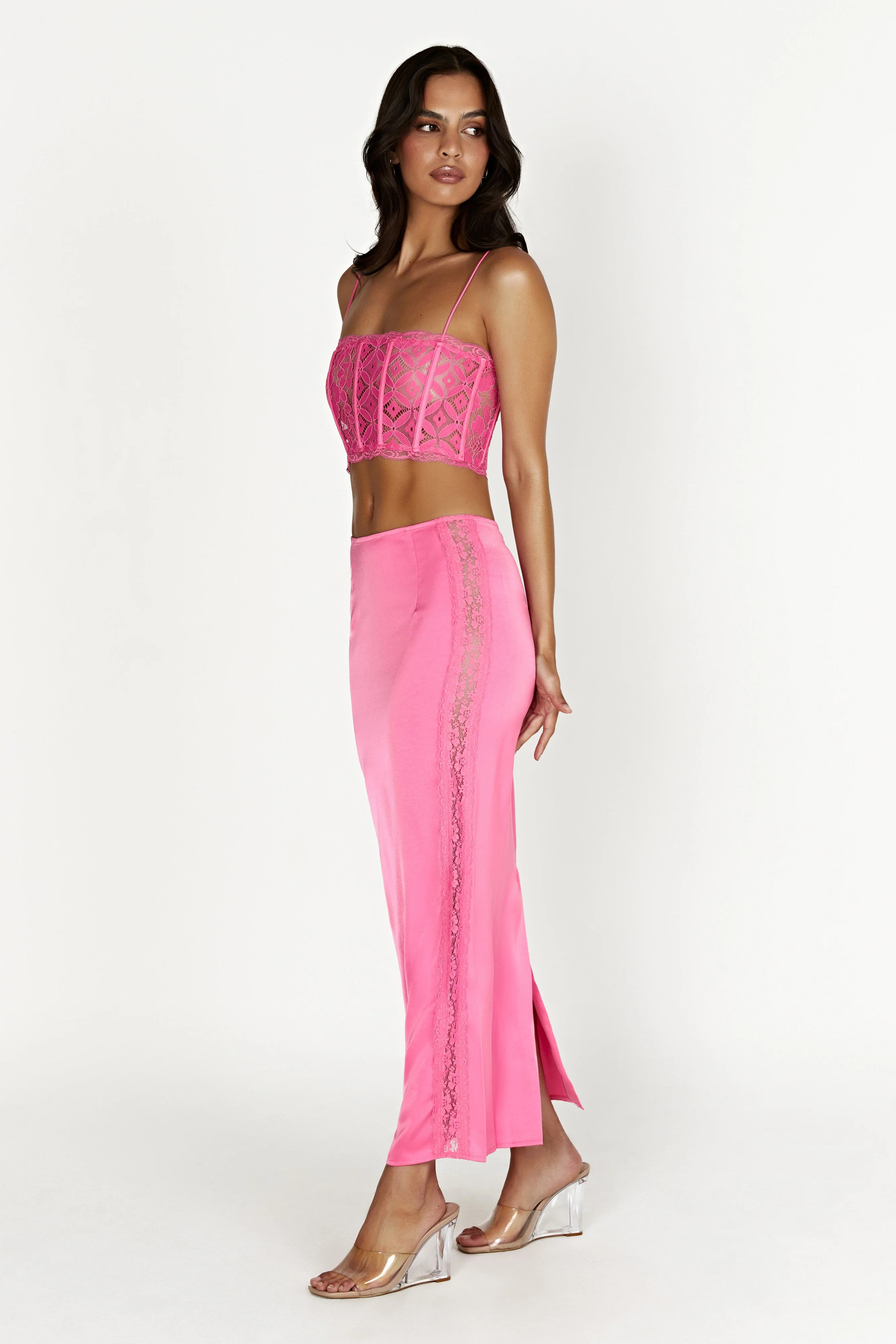 Bellamy Lace Maxi Skirt - Bubblegum Pink | Meshki (APAC)
