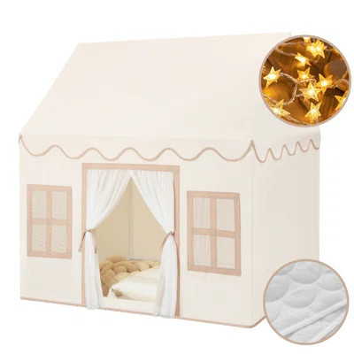 Kids Play Tent Indoor: with Mat, Tassel Garland, Star Lights | Wayfair North America