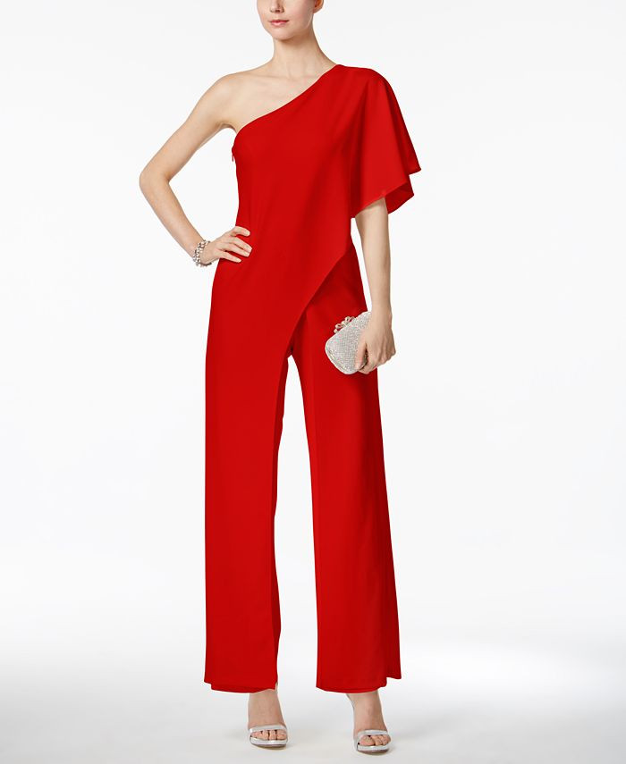 Adrianna Papell One-Shoulder Jumpsuit & Reviews - Dresses - Petites - Macy's | Macys (US)