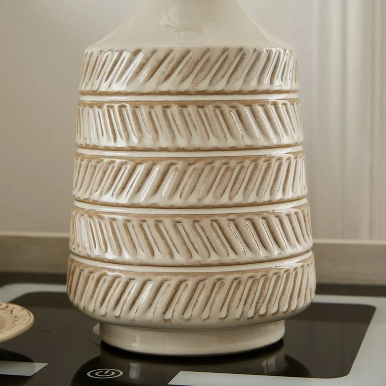 Better Homes & Gardens 17"H Reactive Glaze Ceramic Table Lamp with White Fabric Shade | Walmart (US)