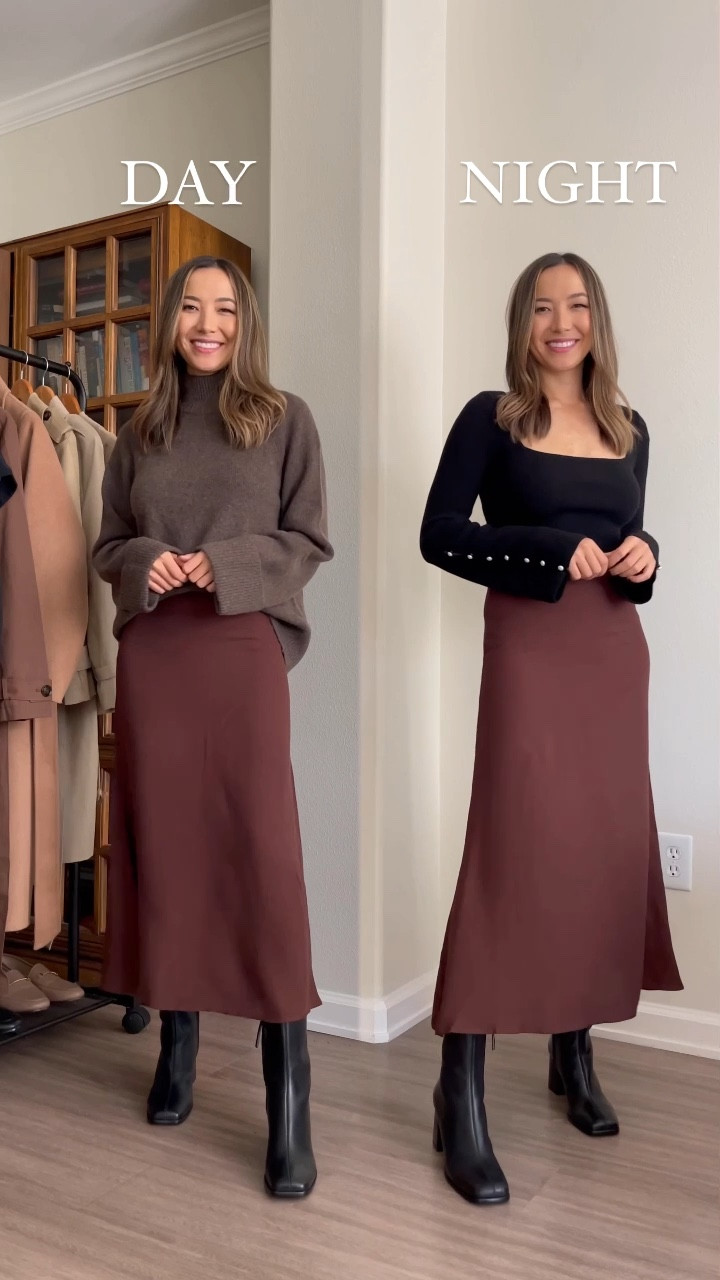 Day to night looks from reformation 
Cashmere striped sweater / mock
Neck / black sweater size xs 
Pants 00
Skirt 00 
Boots tts 
Fall style / fall outfit/ workwear 

#LTKunder100 #LTKstyletip #LTKworkwear