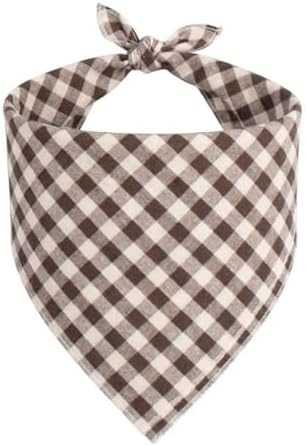 Dog Bandanas 1 Pack; Cotton Linen Khaki Plaid Bandana for Large Dogs; Soft Breathable Dog Accesso... | Amazon (US)