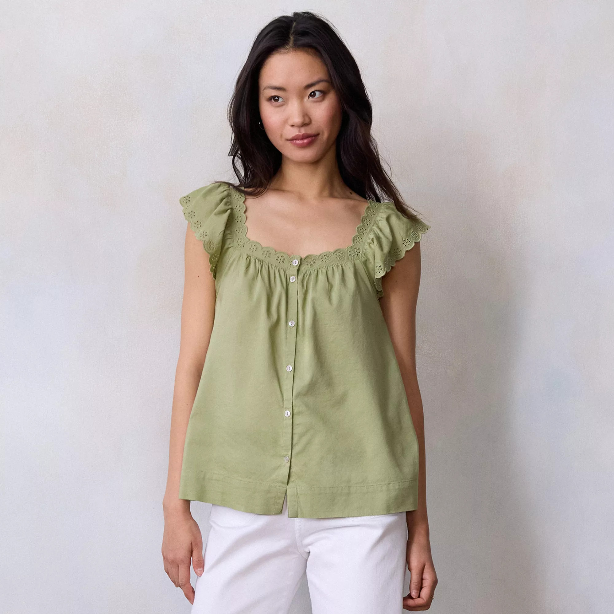 Women's LC Lauren Conrad Ruffle Front Pintuck Tank Top | Kohl's