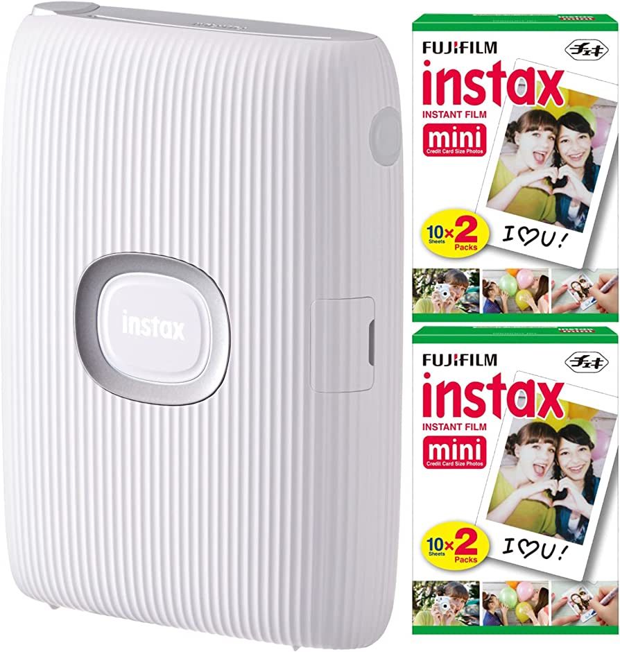 Fujifilm Instax Mini Link Smartphone Printer (Ash White) + Fuji Instax Mini Film (40 Sheets) - In... | Amazon (US)