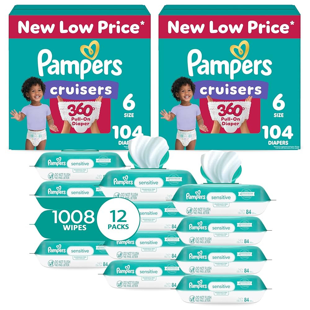 Pampers Pull On Cruisers 360° Fit Disposable Baby Diapers Size 6, 2 Months Supply (2 x 104 Count... | Amazon (US)