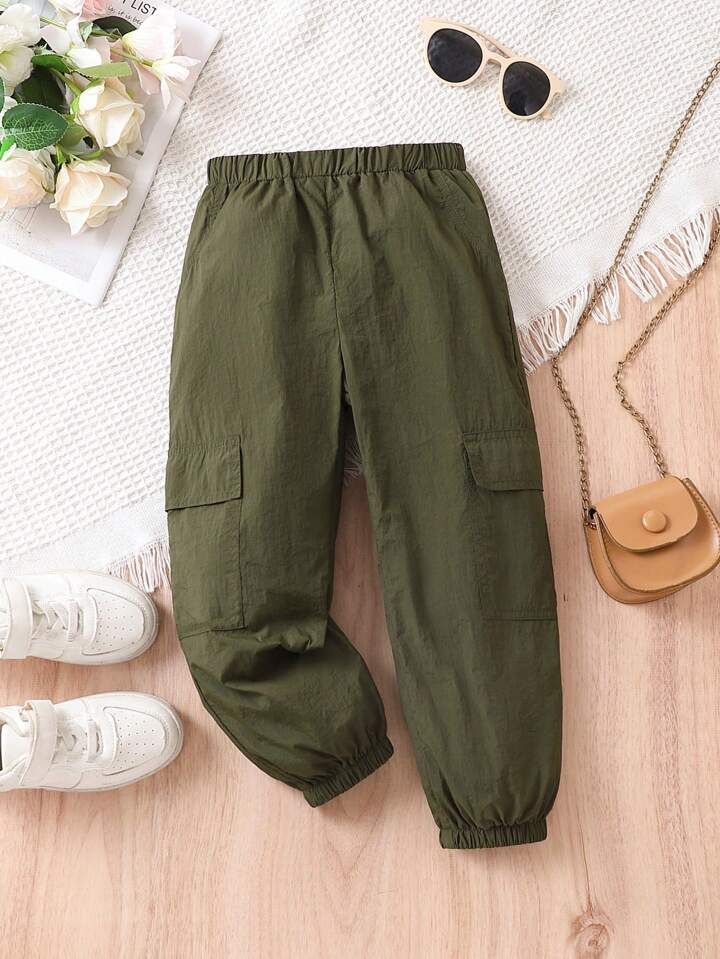 SHEIN Kids EVRYDAY Toddler Girls Flap Pocket Side Cargo Pants | SHEIN