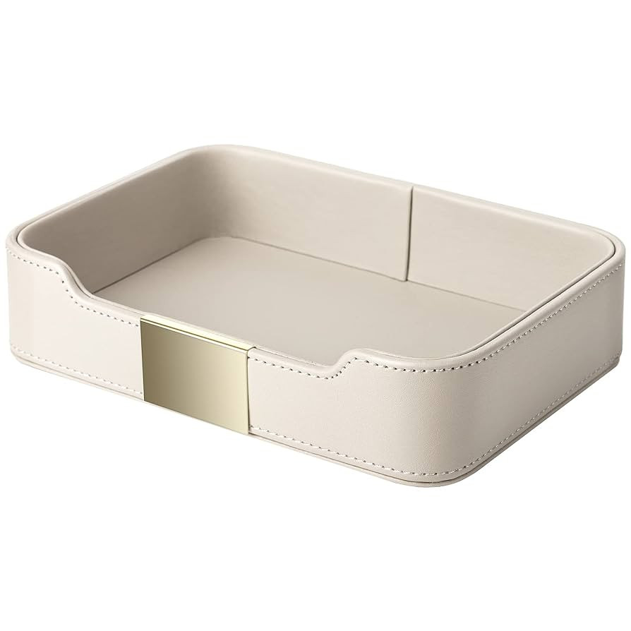 SANZIE Luxuriöses Leder Tablett für Schreibtisch Kleine Auffangbehälter Dekoratives Tablett f... | Amazon (DE)