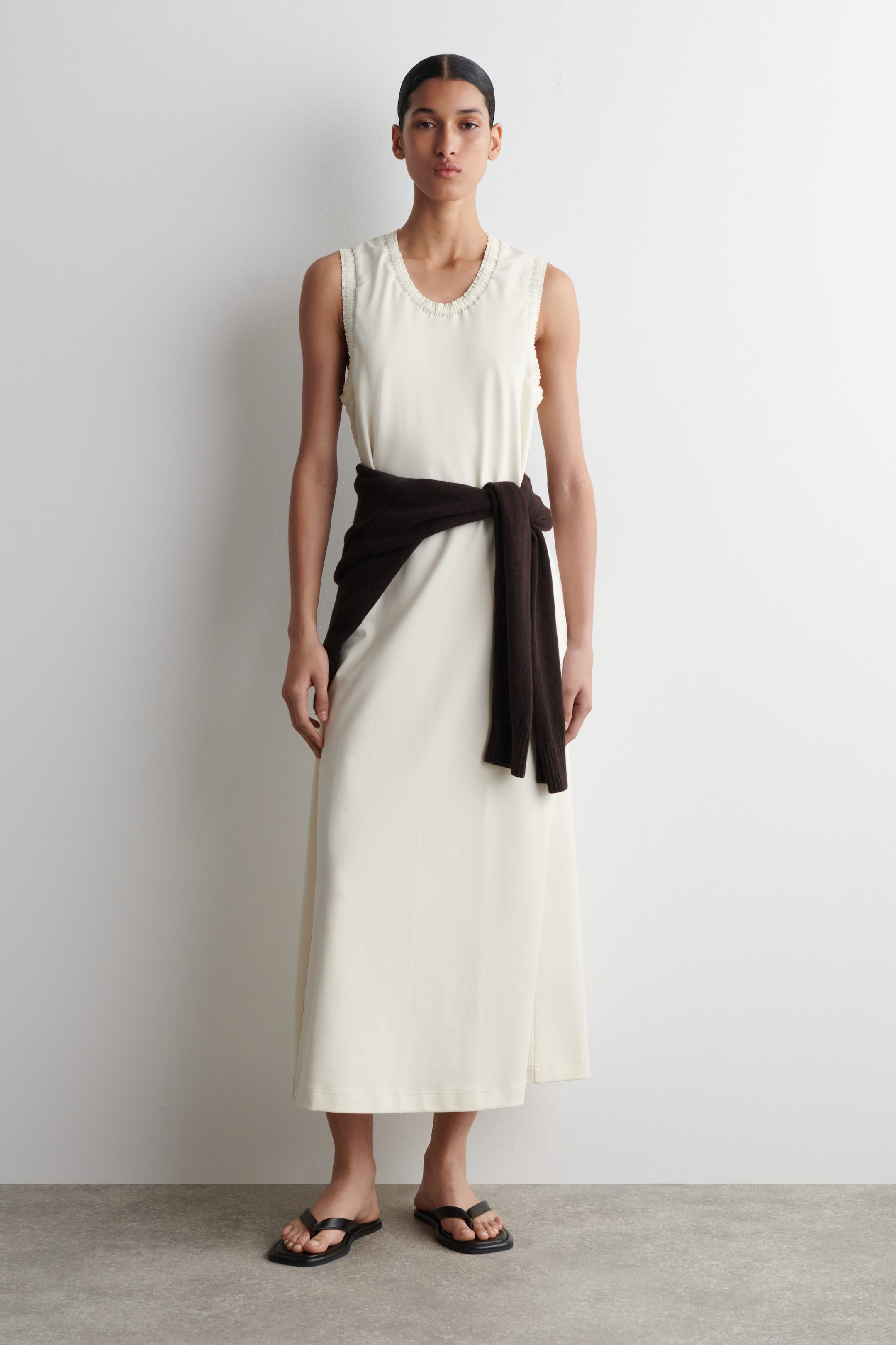 RUFFLED COTTON MIDI DRESS - WHITE | COS UK
