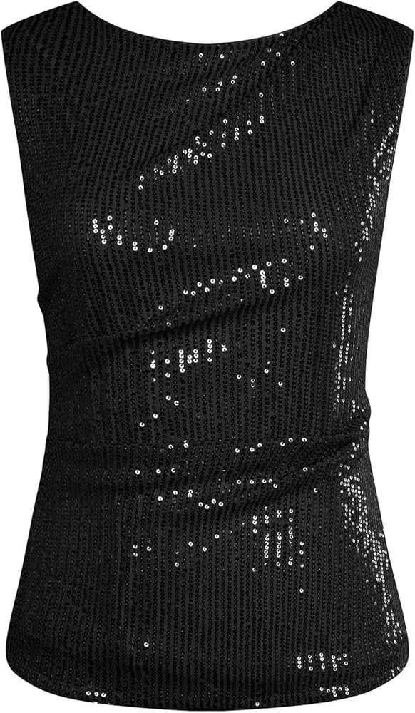GRACE KARIN Womens Tank Tops Crew Neck Sleeveless Sequin Top Backless Sparkle Shimmer Party Glitt... | Amazon (US)