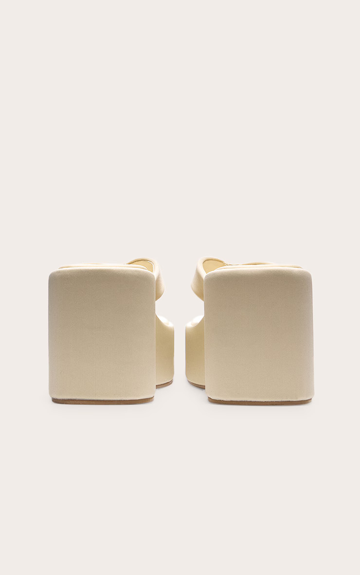 Pale Yellow Stretch Lycra Square Toe Thong Flatform Sandals | PrettyLittleThing UK