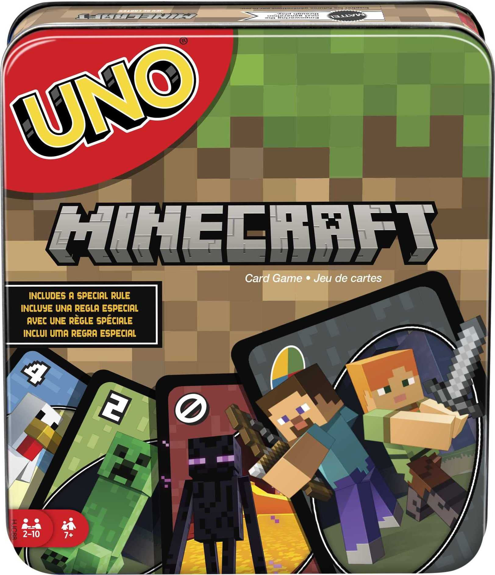Mattel Games UNO Card Game, Gifts for Kids and Family Night, Themed to Minecraft Video Game, Travel Games, Storage Tin Box (Amazon Exclusive) | Amazon (US)