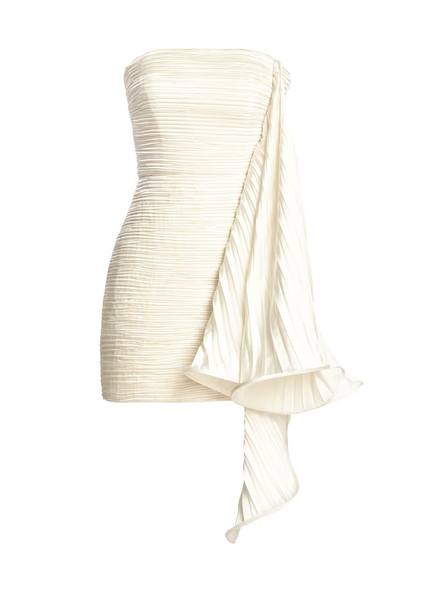 Pleated Ruffle Satin Strapless Mini Dress | Saks Fifth Avenue